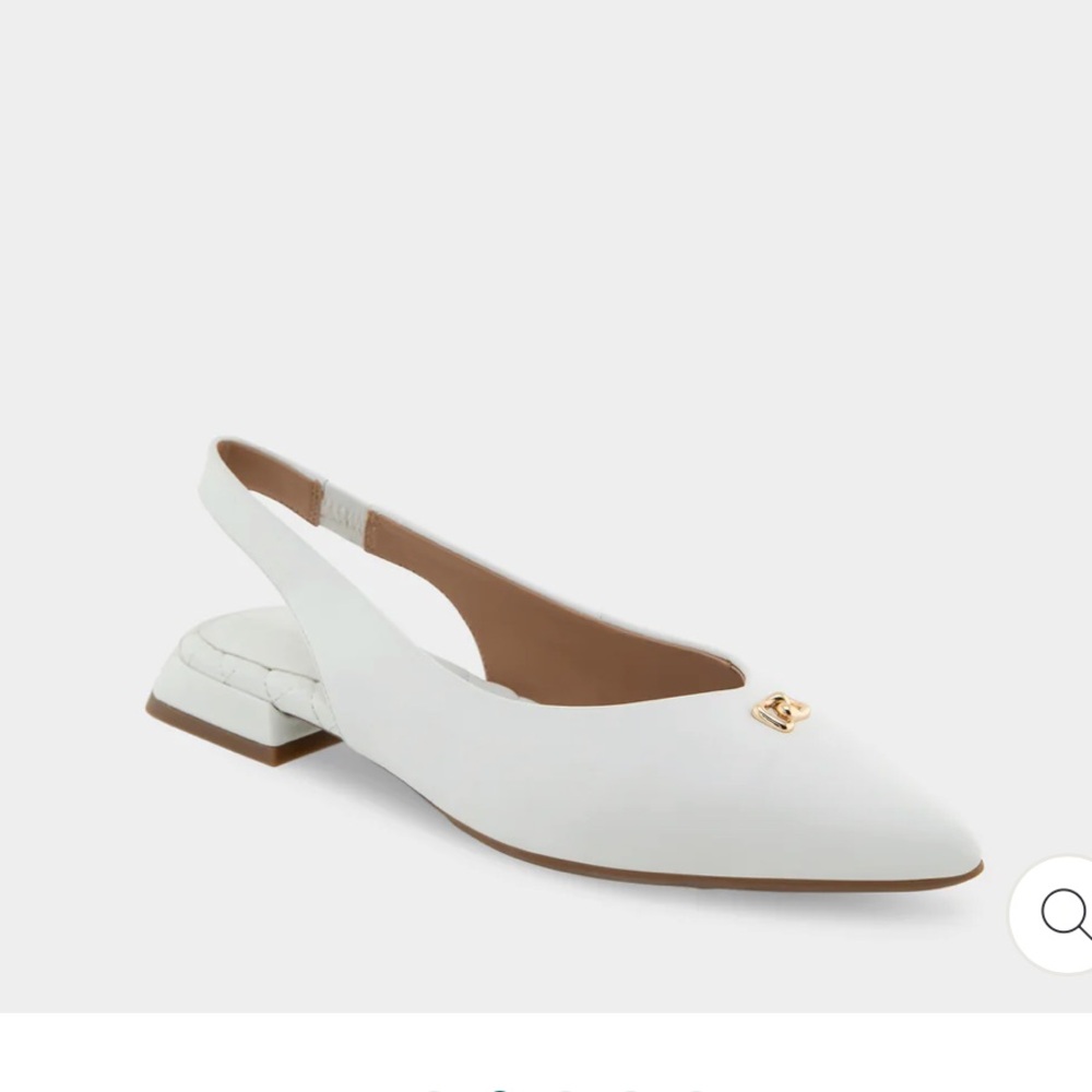 Aerosoles Nayana White Leather Slingback Flats